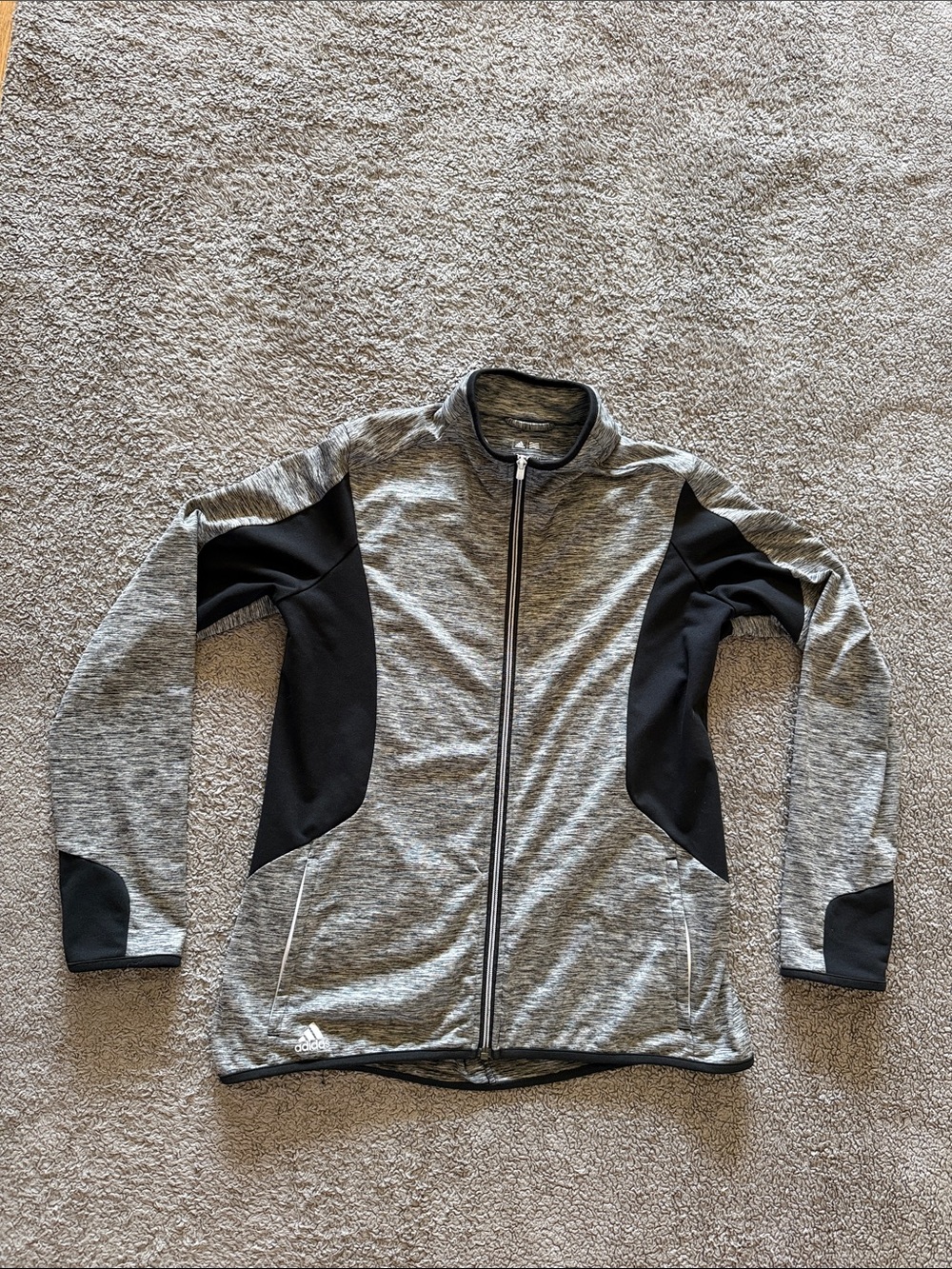 adidas Gray and Black Full-Zip Athletic Jacket